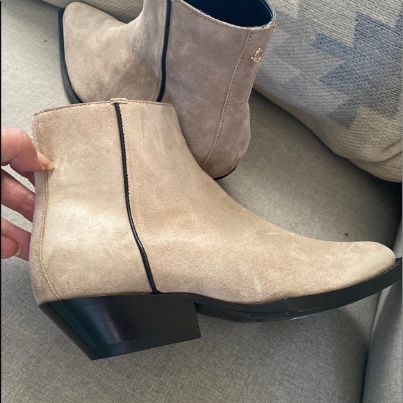 Jimmy Choo JUN suede ankle boots stucco/black NWB 38.5 - Picture 7 of 13